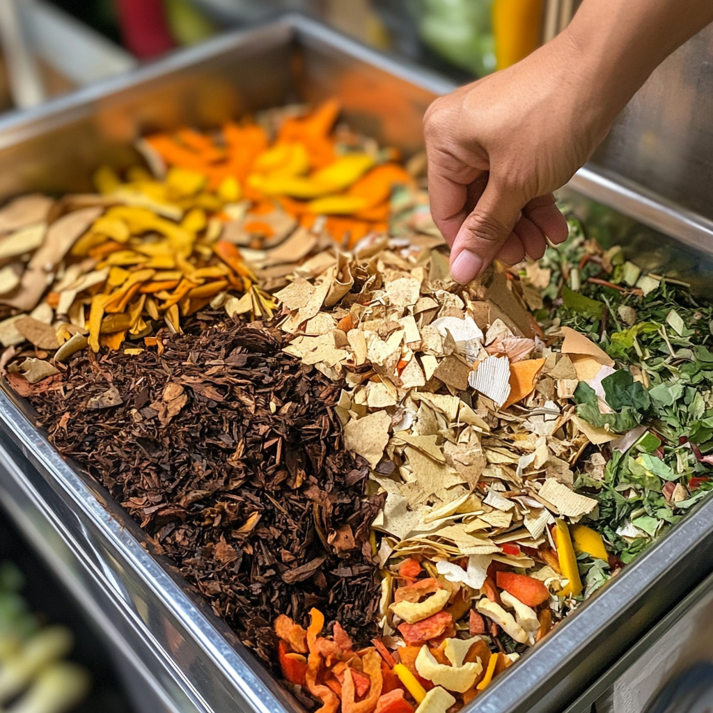 Hand adding materials for composting