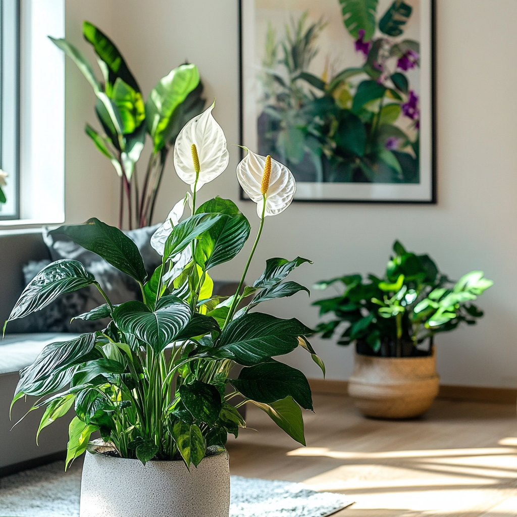 Elegant indoor peace lily.