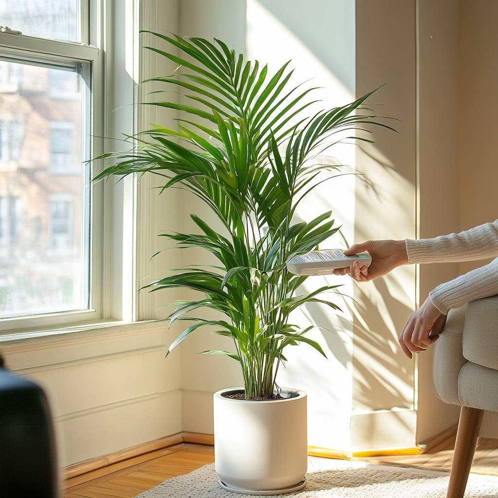 Indoor palm with sunlight