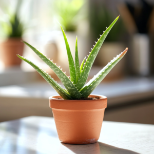 Green aloe vera plant.
