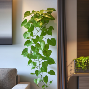 Green pothos vine indoors.