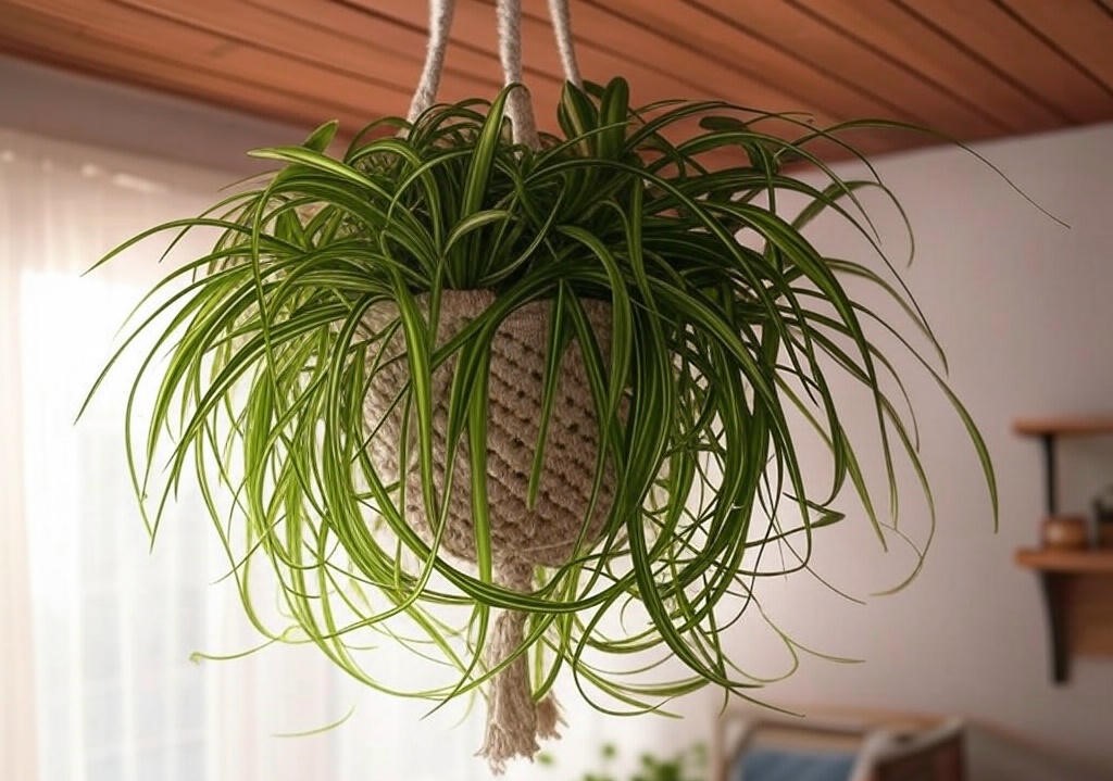 Hanging plant in macramé