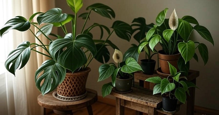 Lush indoor plants display