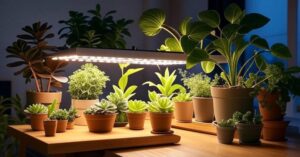 Indoor plants under growlight