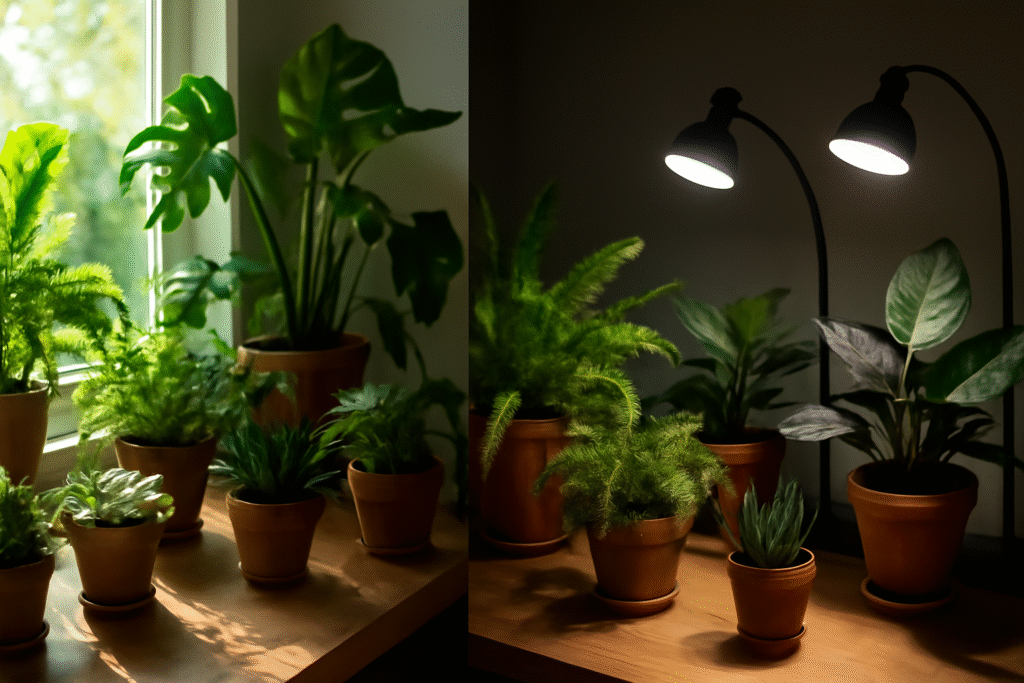 natural light vs. artificial light for plants