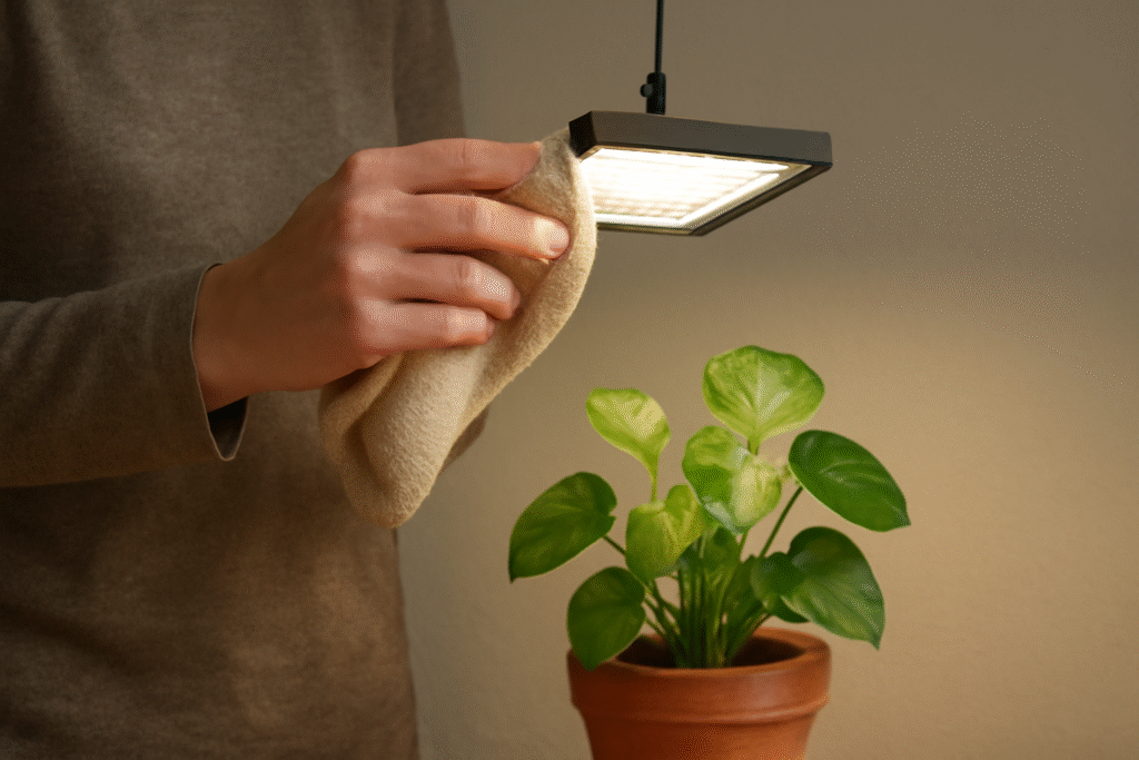 Cleaning grow light plant