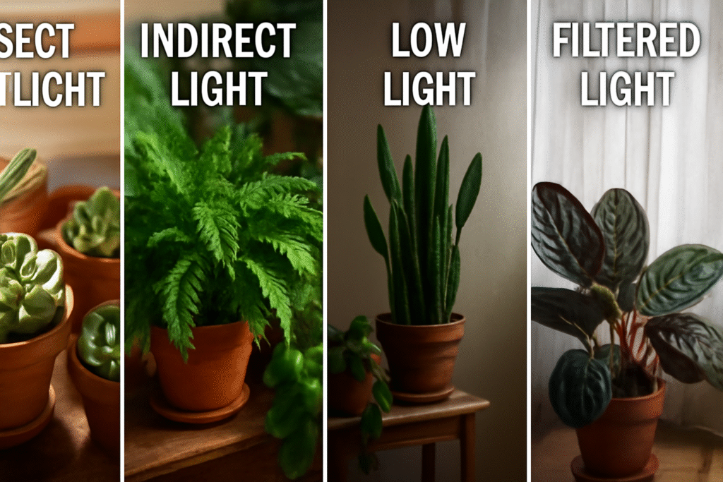 Houseplants in various lights 