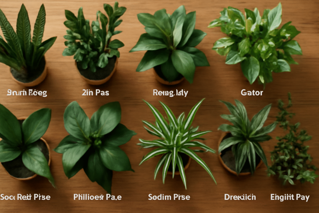 Variety of indoor plants