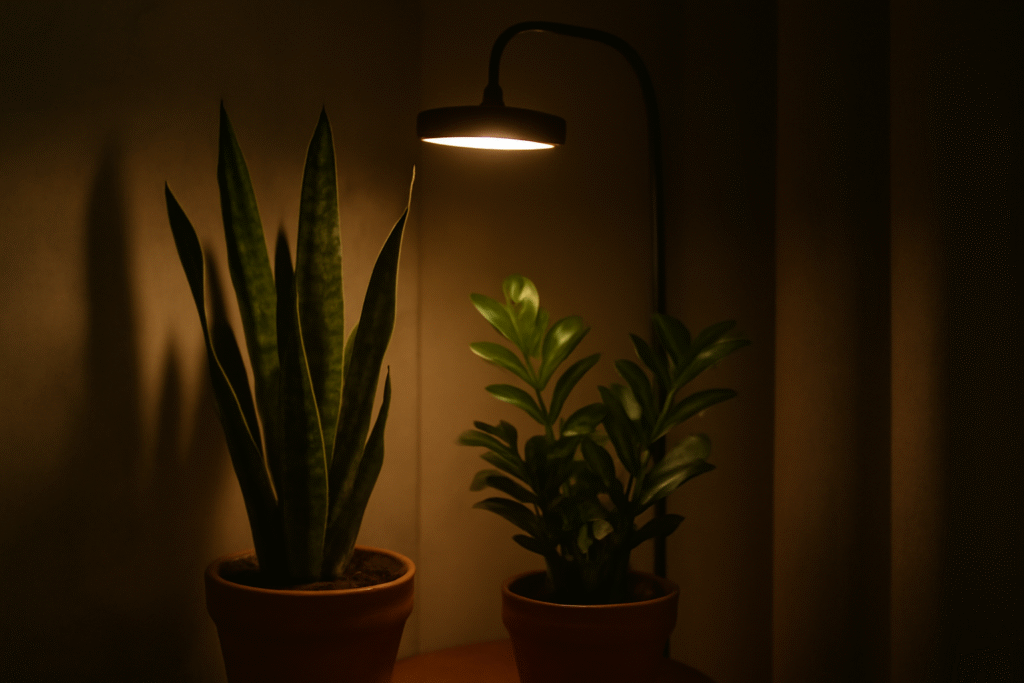 Indoor plants with lighting