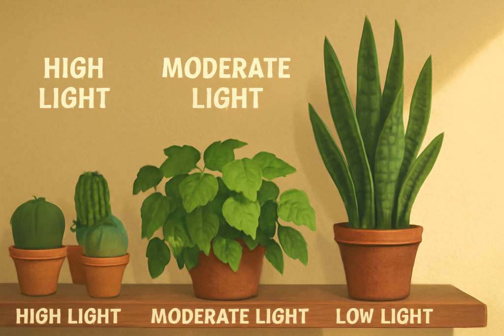 Indoor plants light levels