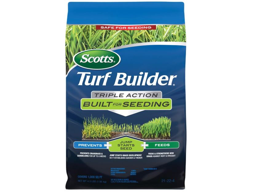 Scotts Turf Builder Triple Action Built For Seeding - Weed Preventer and Fertilizer for New Lawns, 1,000 sq. ft., 4.3 lbs.