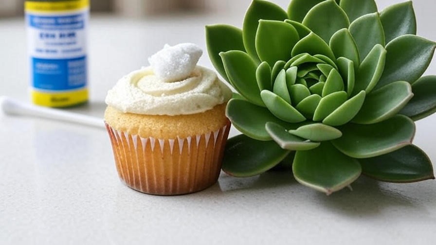 Succulent cupcake with mealybug damage next to a healthy plant with neem oil