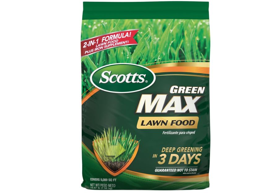 Scotts Green Max Lawn Food, Lawn Fertilizer Plus Iron Supplement for Greener Grass in 3 Days, 5,000 sq. ft., 16.67 lbs.