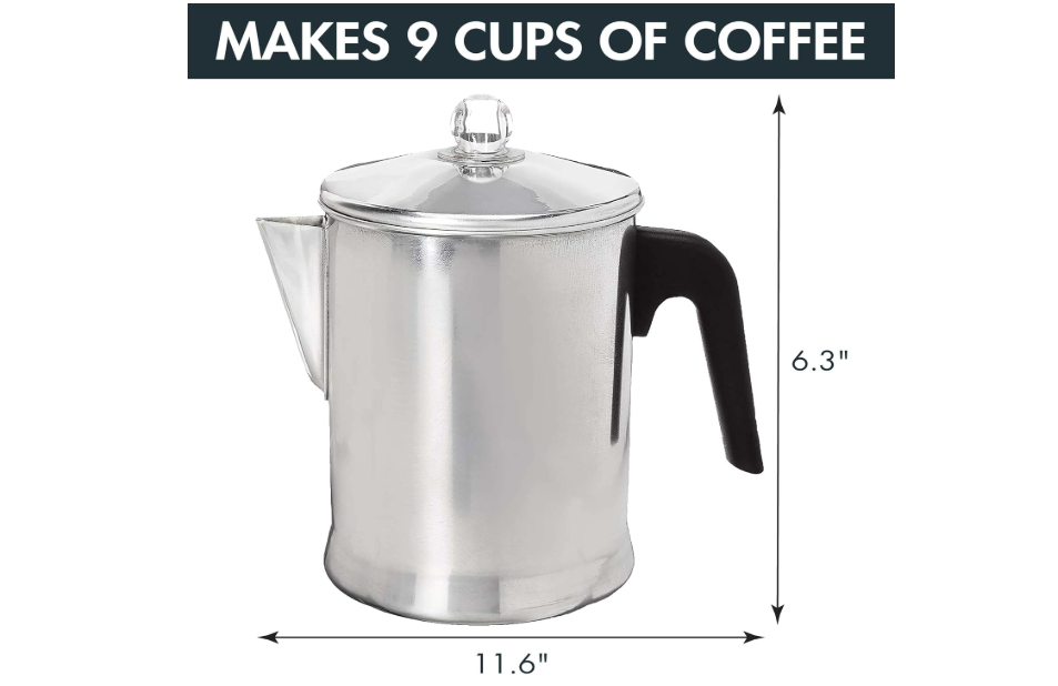 Primula Today Aluminum Stove Top Percolator Maker Durable, Brew Coffee On Stovetop, 9 Cup, Silver