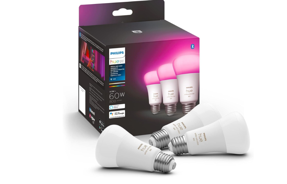 Philips Hue A19 LED Smart Light Bulb - White and Color Ambiance - 60W Indoor Light Bulb - Control with Hue App - Works with Alexa, Google Assistant and...