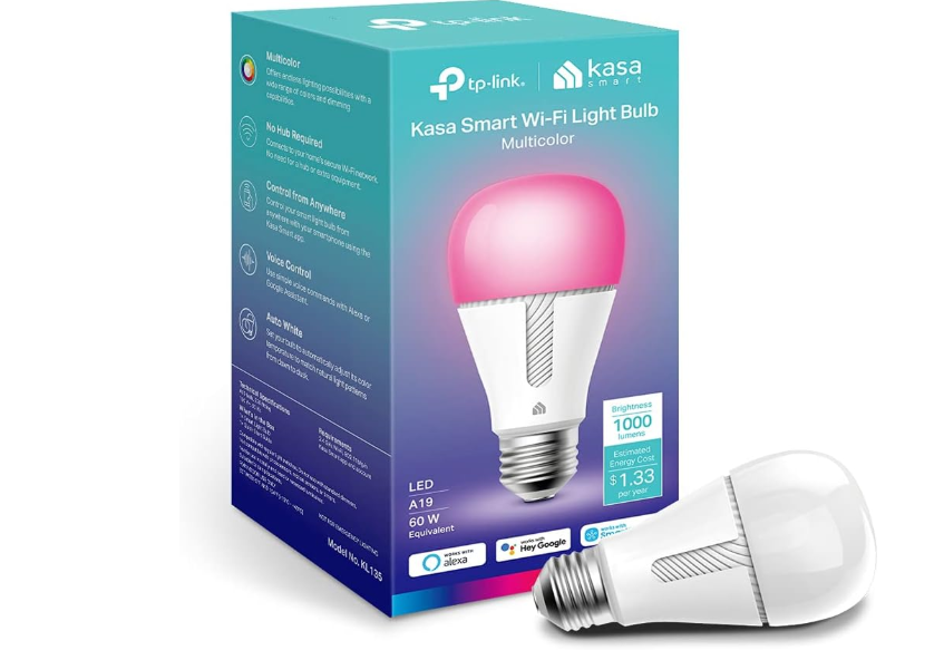 Kasa Smart Light Bulbs, 1000 Lumens High Brightness, 16M Color Changing, Dimmable Smart WiFi Light Bulb, Compatible with Alexa and Google Home, A19, 2.4GHz...