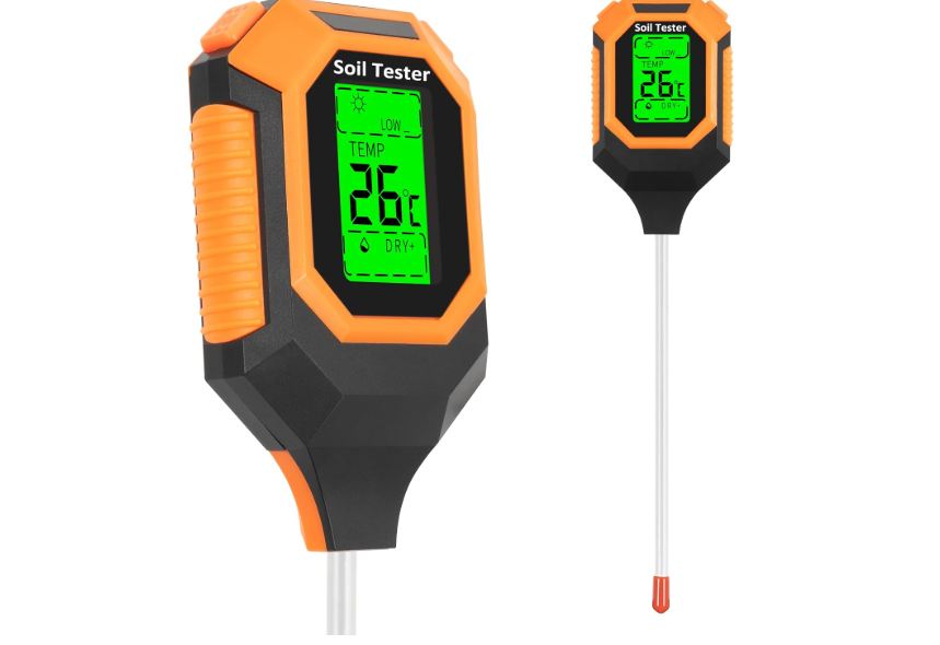 4-in-1 Soil Moisture Meter Digital PH Meter/Soil Moisture/Plant Temperature/Sunlight Intensity, Backlight LCD Display, Soil Test Meter for Garden, Lawn,...