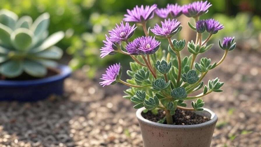 succulent with purple flowers