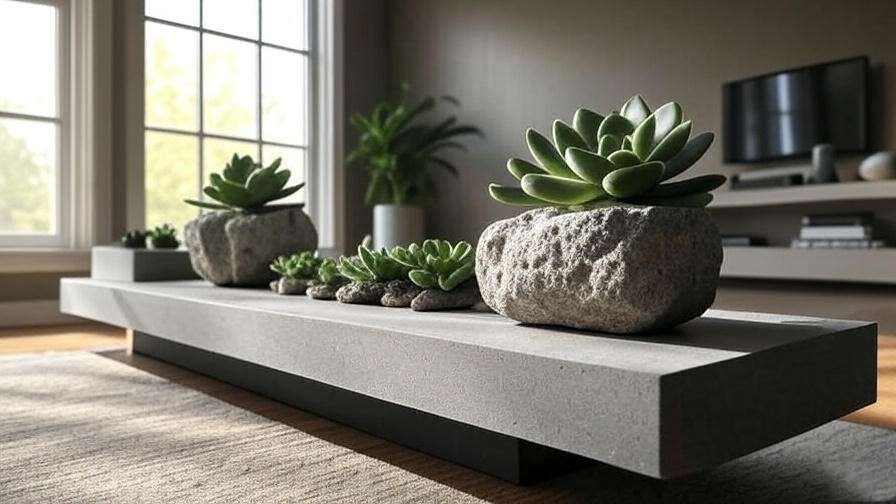 Split rock succulent as indoor decor in minimalist home setting
