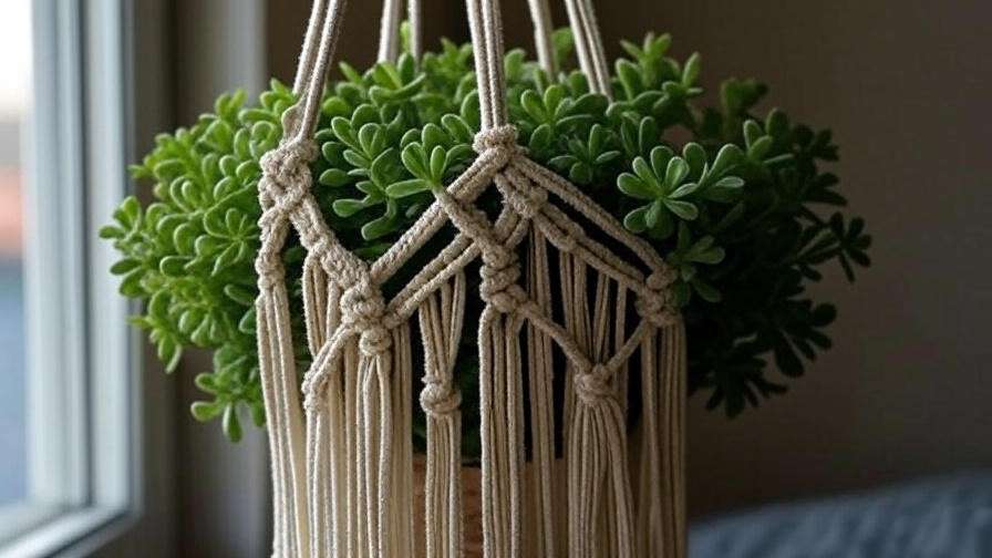 Hanging macramé succulent centrepiece for space-saving indoor ideas