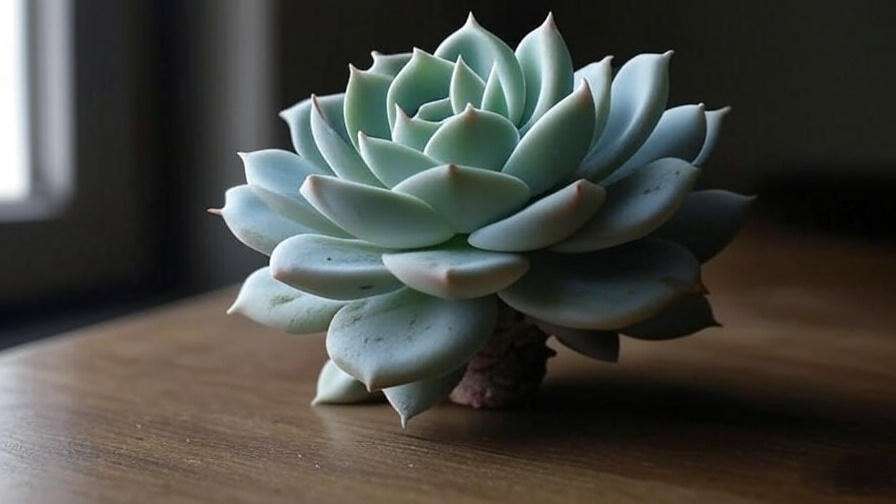 Etiolated succulent showing stretched growth from insufficient indoor light.