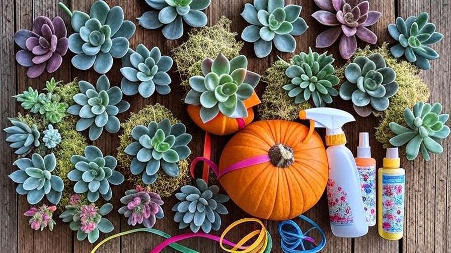 Essential materials for making a pumpkin with succulents DIY project