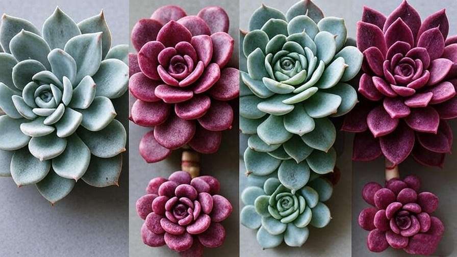 Comparison of split rock succulent varieties including Pleiospilos nelii and Royal Flush