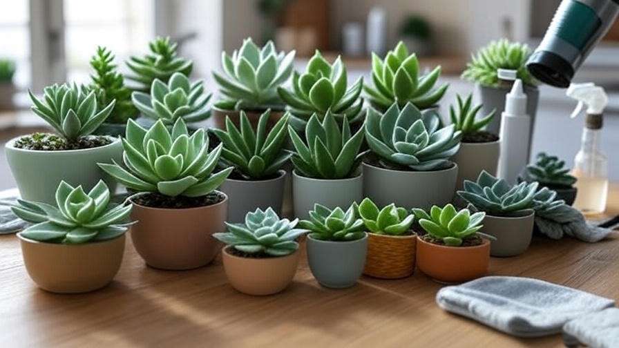 Easy cleaning routine for faux succulent arrangements to maintain freshness.