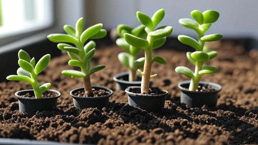 Succulent leaf cuttings propagating in bright indirect indoor light.