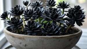 black succulents