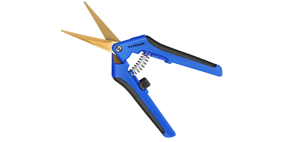 VIVOSUN Curved Gardening Scissors 6.5 Inch Hand Pruner Shear with Titanium Coated Blades 1-Pack
