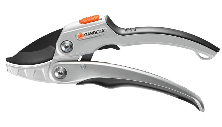  GARDENA Comfort Ratchet Secateurs SmartCut: Stable garden shears, Anvil blade for thick, dry wood of up to 25 mm, 2 handle positions, with ratchet mechanism...