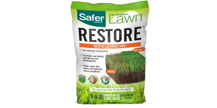  Safer Brand 9335SR Lawn Restore Natural Lawn Fertilizer - Non-Burning Fertilizer - 9-0-2 NPK - Covers up to 5,000 Sq Ft