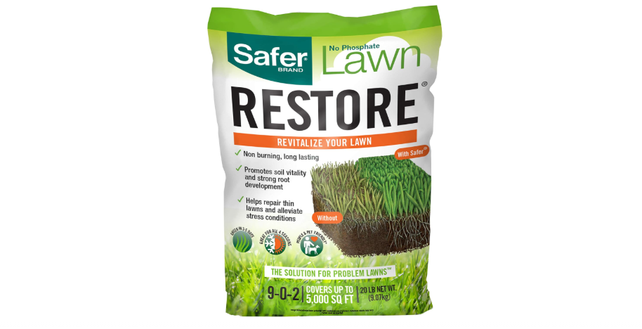  Safer Brand 9335SR Lawn Restore Natural Lawn Fertilizer - Non-Burning Fertilizer - 9-0-2 NPK - Covers up to 5,000 Sq Ft