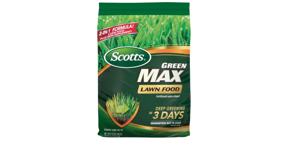  Scotts Green Max Lawn Food, Lawn Fertilizer Plus Iron Supplement for Greener Grass in 3 Days, 5,000 sq. ft., 16.67 lbs.