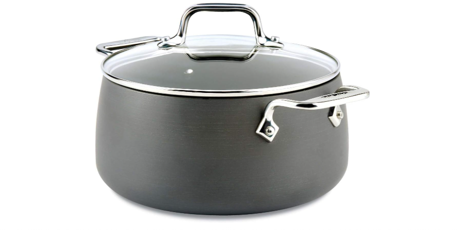  All-Clad HA1 Hard Anodized Nonstick Stockpot 4 Quart Induction Oven Broiler Safe 500F, Lid Safe 350F Pots and Pans, Cookware Black