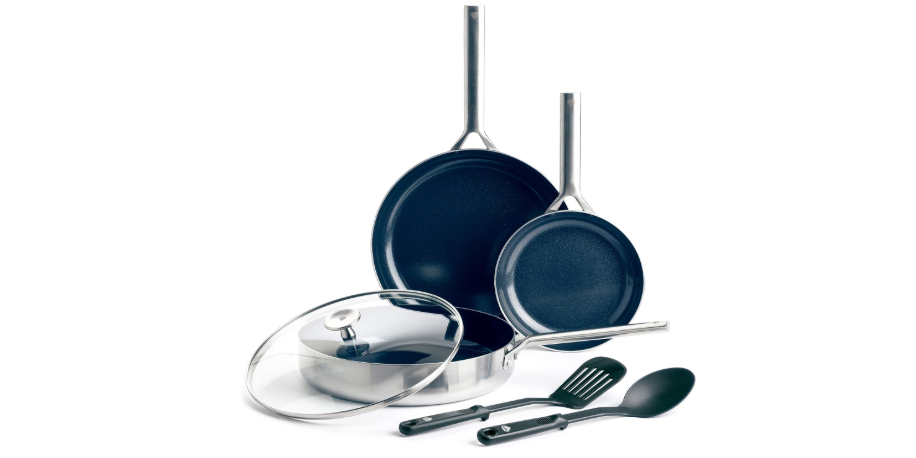 Blue Diamond Cookware Tri-Ply Stainless Steel Ceramic Nonstick, 6 Piece Cookware Pots and Pans Set, PFAS-Free, Multi Clad, Induction, Dishwasher Safe, Oven...