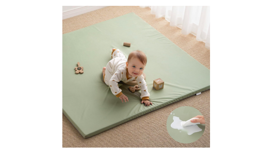 Blissful Diary Vegan Leather Baby Play Mat, 50x50 Thicken Foam Cushioned & Waterproof Playpen Mat for Infants and Toddlers, Stylish and Just Wipe-Clean...
