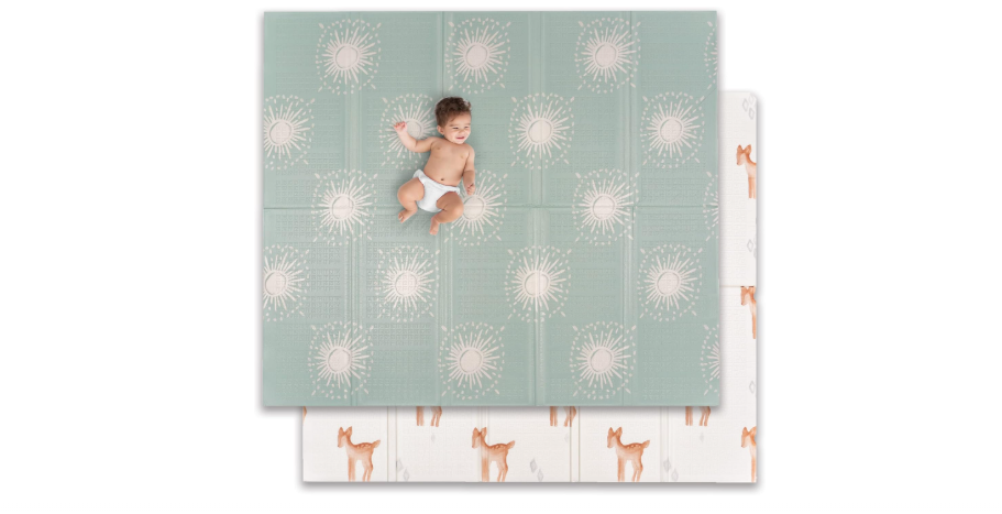  JumpOff Jo - Extra Large Waterproof Foam Padded Play Mat for Infants, Babies, Toddlers, Play Pens & Tummy Time, Foldable Activity Mat, 77 x 70 x 0.6 inches