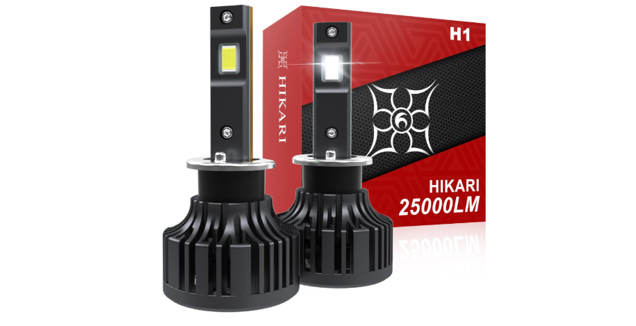  Hikari 2025 25000LM H1 LED Bulbs, 45W Upgraded Core-12 LED, High Lumens LED Kit, 6000k Cool White, IP68 Waterproof, Foglight