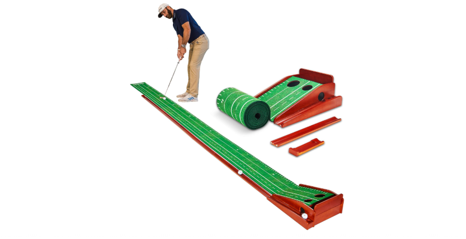  Perfect Practice Golf Putting Mat - Portable Putting Green, Indoor & Outdoor Practice, with Ball Return - Golf Training Aid for Home, Office, Backyard -...
