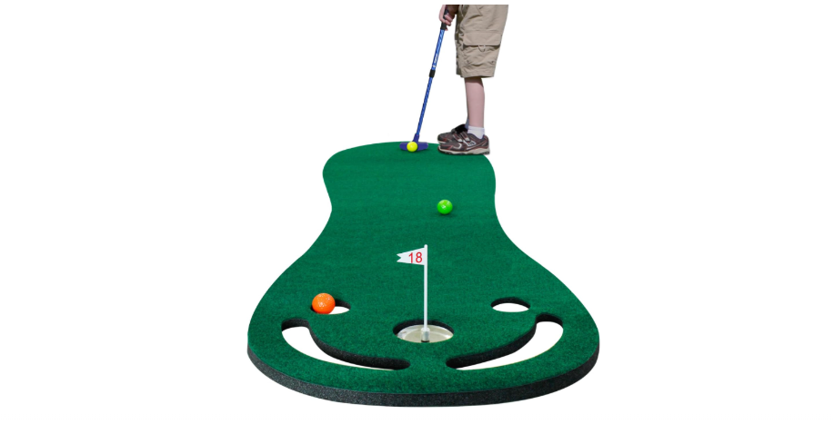 KOFULL Putting Green Mats Set - Indoor/Outdoor Golf Putting Practice or Golf Game with 78" x 24" Putting Mat, Adjustable Putter, 3 Balls, Training...