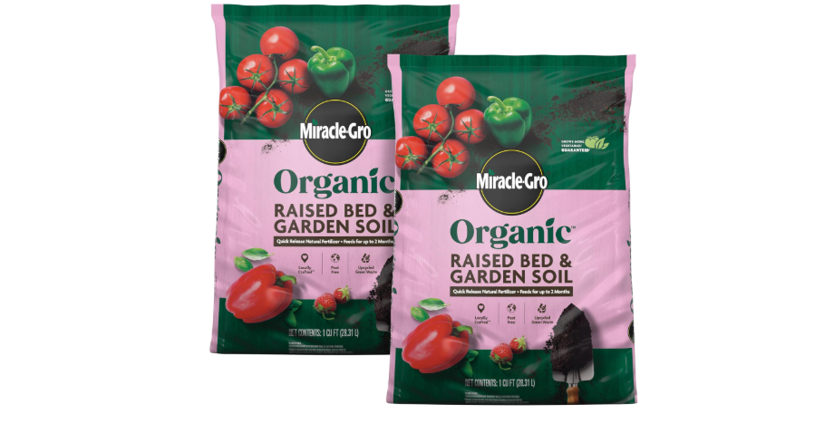  Miracle-Gro Organic Raised Bed & Garden Soil with Quick Release Natural Fertilizer, Peat Free, 1 cu. ft., 2-Pack