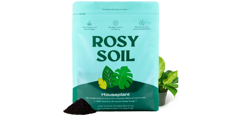 Rosy Soil Indoor Potting Soil for House Plants - Organic Potting Soil Mix for Indoor Plants - Enriched w/Root-Boosting Biochar for Foliage Plants, Flowers,...