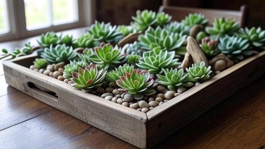 Rustic wooden tray succulent centrepiece for indoor plant decor