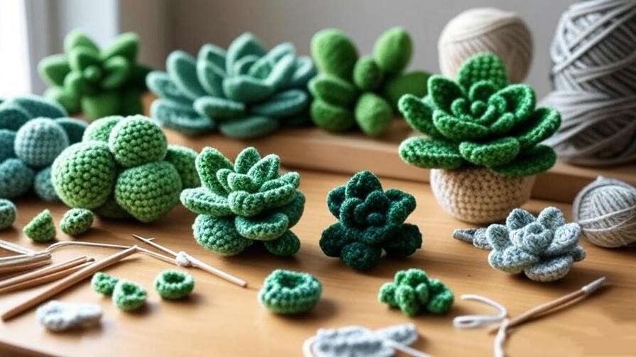 Maintenance tips for crochet succulents including cleaning and storage for long-lasting decor.