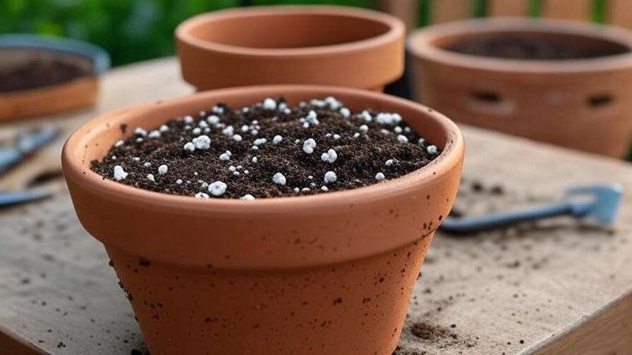 Well-draining soil mix and terracotta pot for Crassula succulent care.