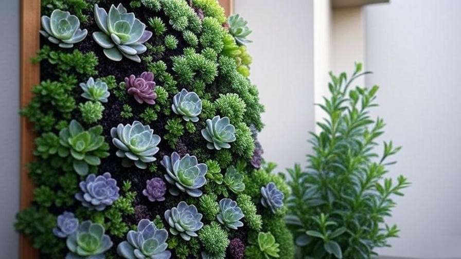 Vertical wall garden succulent plant arrangement for small indoor spaces