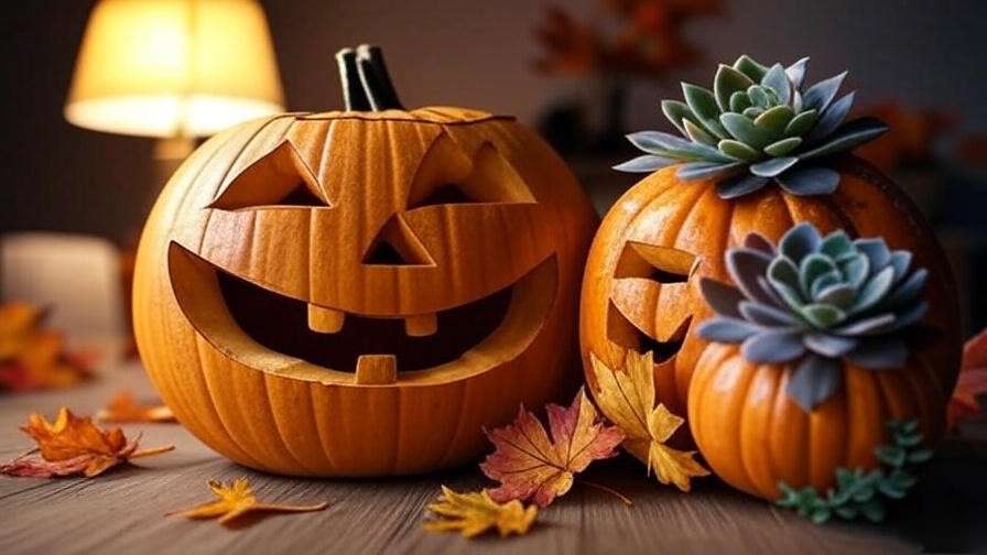 Succulent pumpkin vs carved pumpkin comparison for fall indoor decor