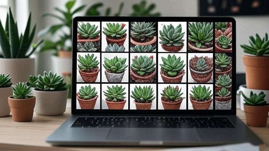 Online retailers displaying succulent Chinese meal shirts amid indoor plants.
